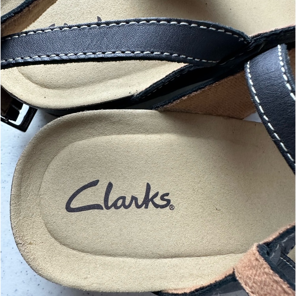 clarks black wedge sandals